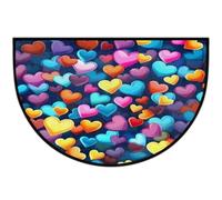 Mexpekil Paillasson demi-lune coloré en forme de cœur coloré pour intérieur et extérieur - Tapis de sol antidérapant lavable en demi-cercle absorbant - Tapis demi-rond pour entrée - 61 x 91 cm