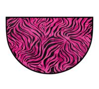 Mexpekil Paillasson demi-lune imprimé zèbre rose pour intérieur et extérieur - Tapis de sol antidérapant - Lavable - Demi-cercle - Absorbant - Tapis demi-rond pour entrée, 61 x 91 cm
