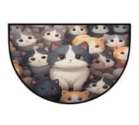 Mexpekil Paillasson demi-rond antidérapant lavable en demi-lune pour intérieur et extérieur - Motif chats de dessin animé - 61 x 91 cm