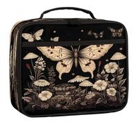 Mexpekil Sac à déjeuner pour enfants, style gothique, floral, papillons, esthétique, rétro, botanique, sac fourre-tout isotherme pour garçons et filles, sac fourre-tout bento réutilisable pour l'école