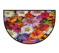 Mexpekil Wildflowers Paillasson coloré en forme de demi-lune pour intérieur et extérieur - Tapis de sol antidérapant - Lavable - Absorbant - Attrape la saleté - Demi-rond - 61 x 91 cm