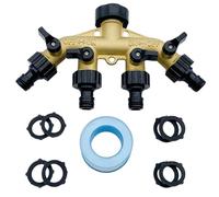 MEYAGOT 4 Voies Séparateur De Tuyau, Adaptateur De Robinet 4 Voies, Répartiteur 4 Voies en Laiton Massif Répartiteur De Tuyau D'arrosage Séparateur De Tuyau pour L'irrigation du Jardin