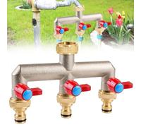MEYAGOT Distributeur d'eau 3 Voies en Laiton, Raccord en Laiton 3/4 Pouces pour La Distribution d'eau avec Robinet À Bille 3 Répartiteurs 3/4" pour Régler Et Arrêter Le Débit d'eau