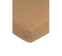 Meyco Home Basic Jersey Drap de lit Simple (Drap de qualité Jersey Doux, 100% Coton, Ajustement Parfait grâce à Un Cordon élastique sur Tout Le pourtour, Respirant, Taille : 160 x 200 cm), Caramel