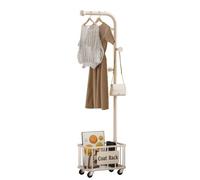 MEYEBP Porte-vêtements Portemanteau en Métal avec Roues Et Panier De Rangement, Portemanteau sur Pied, Porte-Manteau Amovible, Portemanteau Multifonctionnel pour La Chambre à Coucher