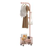MEYEBP Porte-vêtements Portemanteau en Métal avec Roues Et Panier De Rangement, Portemanteau sur Pied, Porte-Manteau Amovible, Portemanteau Multifonctionnel pour La Chambre à Coucher
