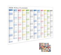 Meyjlgh Calendrier mural 2025-2026 - Planificateur annuel de grande taille pour mur 2026 | Poster de planification esthétique pour les tâches d'étude, les horaires de travail, les travaux ménagers, la