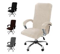 MeYuxg Housse de Chaise de Bureau, en Velours, élastique, avec accoudoirs Extensibles, Amovible, Lavable, Housse de Chaise d'ordinateur, pour Chaise de Bureau (Beige, XL)