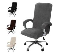 MeYuxg Housse de Chaise de Bureau, en Velours, élastique, avec accoudoirs Extensibles, Amovible, Lavable, Housse de Chaise d'ordinateur, pour Chaise de Bureau (Gris, L)