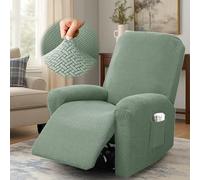 MeYuxg Housse Fauteuil Relax Electrique, 4 Pièces Protege Fauteuil Extensible Antidérapante Imperméable avec Protège-Accoudoirs Poche Latérale Lavable pour 1 Places Fauteuil Inclinable (Vert Pin)
