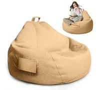 MeYuxg Pouf de Jeu XL,Housse Uniquement (sans Rembourrage),100 x 120 cm Bean Bag pour Adultes,ouf de Rangement pour Salon/Salle de Jeux pour l'extérieur et l'intérieur (Café Clair)
