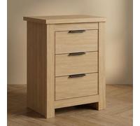 Meyvaser.com Ecommerce Company Table de chevet en chêne chaud 40 x 35 x 61 cm avec 3 tiroirs, glissières métalliques et poignées graphite