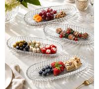 Meze Lot de 2 assiettes de service en verre cristal poli - Assiettes à gâteau rectangulaires - Lavable en machine - 180 cc - 20 x 8 x 2,5 cm (4)