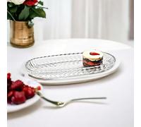 Meze Lot de 2 assiettes de service en verre cristal poli - Assiettes à gâteau rectangulaires - Lavable en machine - 180 ml - 20 x 8 x 2,5 cm