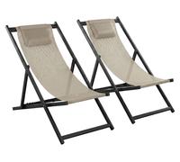 Mezzaluna - Lot de 2 chaises longues pliantes 59x97x104 cm de jardin en aluminium et textilène taupe