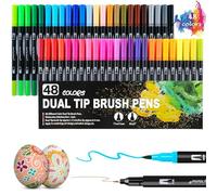 Mezzar Feutres Coloriage, 48 Couleurs Double Pointe Feutres Aquarelle Stylos Pointe 0.4mm et 1-2mm Dessin Adulte Enfants Journal Doodling Scrapbooking Manga