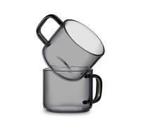 Mf5rGb7pD Verres à eau Lot de 2 tasses en verre transparent avec anse, idéales for le café ou la dégustation thé, 150 ml (5 oz)(Grigio)