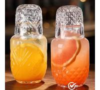 Mfacoy Ensemble carafe et verre d'eau de chevet, carafe vintage en verre avec tasse