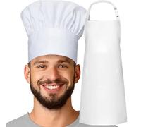 MFAZ Morefaz Ltd Ensemble tablier blanc noir + chapeau de chef poche barbecue traiteur cuisine tablier cuisine