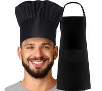 MFAZ Morefaz Ltd Ensemble tablier blanc noir + chapeau de chef poche barbecue traiteur cuisine tablier cuisine