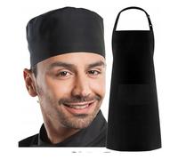 MFAZ Morefaz Ltd Ensemble tablier noir + chapeau de chef poche barbecue traiteur cuisine tablier cuisine