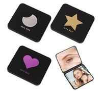 MFCGHXR Miroir grossissant x30 de Poche Double Face Compact 7x6.5 cm Noir avec poignée - Miroir à Main Pliable cœur Lune étoile pour Maquillage, Voyage, Soins Visage Femmes