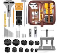 MFLABEL Kit d'outils pour montre + presse à montres, 162 pièces, outil de réparation d'horloger, outil d'horlogerie, outil de verrouillage de montre, outil d'insertion, changement de pile