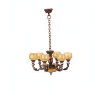 MFMEXUL Miniature Hanging Lamp Lustre Miniature Suspended Lampe Lanterne Poupée Éclairage Maquette Détail Réaliste pour Ambiance Immersive Suitable pour, Cuivre Rouge