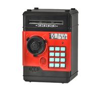MFMEXUL Tirelire Banque de Passe Coffre à Pièces Électronique Fonction Automatique Sécurisée Enfant Protection Argent Adaptée Cadeau, Noir Rouge