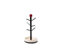 MFWHEFJ Porte Tasse Porte-gobelet rotatif en bois massif, cintre for eau de thé, support de rangement domestique(Black Stick red ball)
