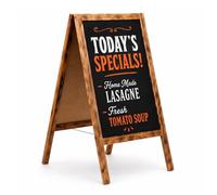 MG Design chevalet ardoise en bois brûlé 50 x 90 cm - recto verso, pliable et effaçable - panneau publicitaire A-frame pour restaurant, commerce et événements