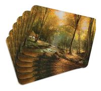 Mg Design Lot de 6 Sets de Table en liège - Forest in Autumn - 30 × 40 cm - résistants à la Chaleur, faciles à Nettoyer