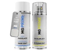 MG PRIME Bombe aérosol pour Citroen KWF / N8 Blanc Opale/Opale White +2K | Peinture voiture, Kit peinture de base + vernis 2K, bombes aérosols 400ml