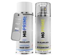 MG PRIME Peinture voiture Bombe aérosol pour BMW 957 / N32 Magnesium M. +2K | Magnesium Metallic Matt, Kit peinture de base + vernis 2K, bombes aérosols 400ml