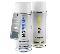 MG PRIME Peinture voiture Bombe aérosol pour Honda NH877P Sonic Grey P. +1K | Gris Sonic Nacre / Sonic Grey Pearl, Kit peinture de base + vernis, bombes aérosols 400ml