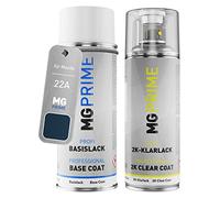 MG PRIME Peinture voiture Bombe aérosol pour Mazda 22A Supreme Blue Mi. +2K | Midnight Blue Mica / Supreme Blue Mica, Kit peinture de base + vernis 2K, bombes aérosols 400ml