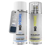 MG PRIME Peinture voiture Bombe aérosol pour Mercedes 375 Atollblau Me. +2K | Atollblau Metallic, Kit peinture de base + vernis 2K, bombes aérosols 400ml
