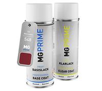 MG PRIME Peinture voiture Bombe aérosol pour Mercedes 548 Bernsteinrot. +1K | Rouge Ambre Metallic / Bernsteinrot Perleffekt, Kit peinture de base + vernis, bombes aérosols 400ml