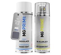 MG PRIME Peinture voiture Bombe aérosol pour Nissan ZLZ Greyish Blue M. +2K | Greyish Blue Metallic, Kit peinture de base + vernis 2K, bombes aérosols 400ml