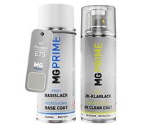MG PRIME Peinture voiture Bombe aérosol pour Peugeot ETS Gris Cendre M. +2K | Steingrau Metallic / Gris Cendre Metallic, Kit peinture de base + vernis 2K, bombes aérosols 400ml
