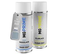 MG PRIME Peinture voiture Bombe aérosol pour Renault B65 Gris Agathe N. +1K | Stahlblau/Achatblau Metallic / Gris Agathe Nacre Metallic, Kit peinture de base + vernis, bombes aérosols 400ml