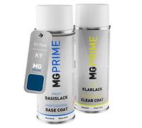 MG PRIME Peinture voiture Bombes aérosols pour Ford K9 / KESEWHA Medium Melina Blue Metallic/Bleu Azur Metallic Peinture de base vernis clair aérosol 400ml