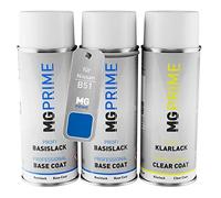 MG PRIME Peinture voiture Bombes aérosols pour Nissan B51 Blue Pearl M. +1K | Brilliant Blue / Blue Pearl Metallic, Kit peinture de fond + base + vernis, bombes aérosols 400ml