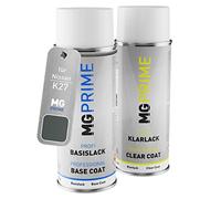 MG PRIME Peinture voiture Bombes aérosols pour Nissan K27 Structural Grey Metallic/Storm Grey Peinture de base vernis clair aérosol 400ml
