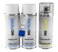 MG PRIME Peinture voiture Bombes aérosols pour Renault RQH Bleu Iron M. +2K | Iron-Blau Metallic / Bleu Iron Metallic, Kit peinture de fond + base + vernis 2K, bombes aérosols 400ml