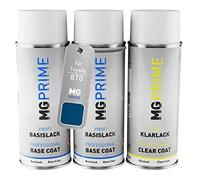 MG PRIME Peinture voiture Bombes aérosols pour Toyota 8T0 Blue Mica Me. +1K | Blazing Blue Pearl / Blue Mica Metallic, Kit peinture de fond + base + vernis, bombes aérosols 400ml