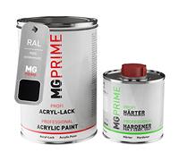 MG PRIME RAL 9005 Noir foncé mat satiné, pot de peinture acrylique 2K 1,5 L | Jet black, Kit 2K peinture + durcisseur, à séchage rapide