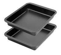 MGE - 2 Moules à Gâteau/Manqué Carré pour Brownie - Rôtissoire en Acier au Carbone - Plat à Four Rectangulaire - Plaque à Rôtir - Plat à Gratin, Lasagne - Set 2-25 x 24,5 cm