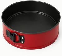 MGE - Moule à Manqué Démontable avec Charnière 24 cm - Moule Gâteau Rond en Acier au Carbone Rouge - Fond Amovible et Revêtement Antiadhésif - Moule à Pâtisserie et Génoise
