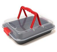 MGE – Plat à four avec couvercle – Moule à gâteau rectangulaire – Rôtissoire – Couvercle de transport – Acier au carbone – 36 x 23 cm